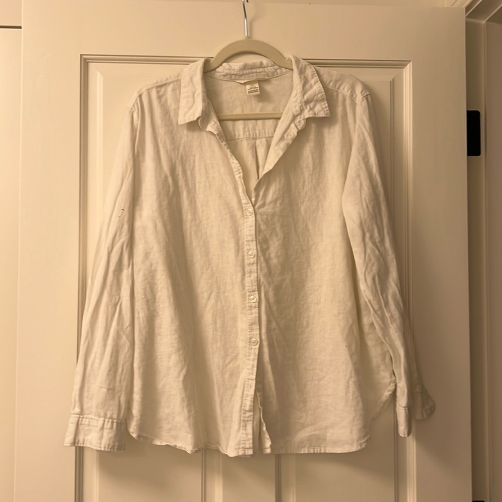 HM LINEN WHITE BUTTON DOWN